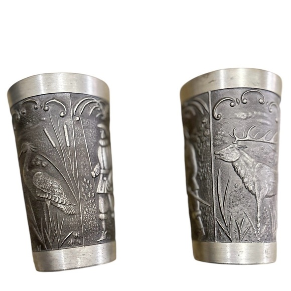 Vtg. Ha ha rein zinn german pewter hunting scene Drinkware Set marked - Picture 8 of 15